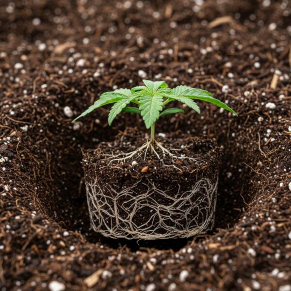 cannabis plant in soil