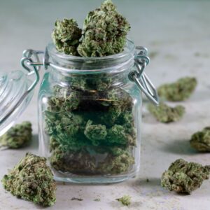 Marijuana in a mason jar