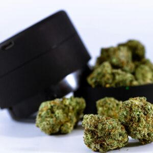 Cannabis in a grinder