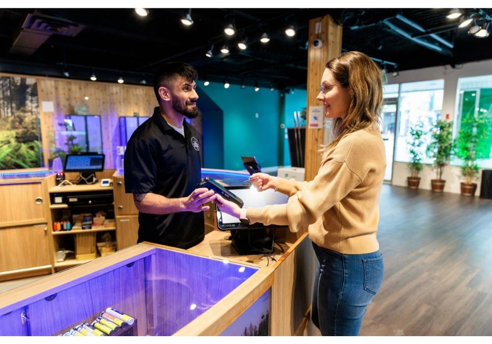 Customer and budtender