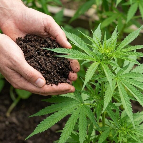 Close-up of healthy soil with indigenous microorganisms