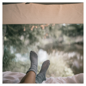 relaxing in a tent 